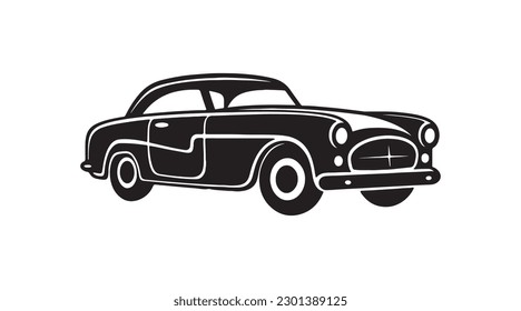 Classic Car, black outline icon, on white background