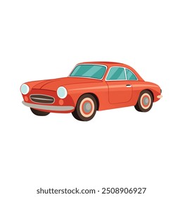 classic car cartoon on white background