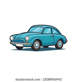 classic car cartoon on white background