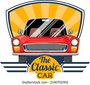 The classic car concept with old car front view illustration