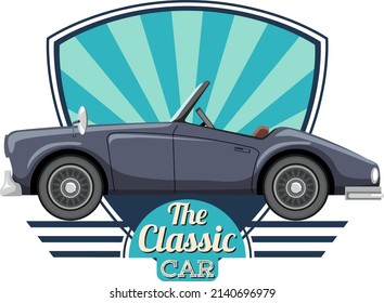 Classic car concept with old car side view illustration