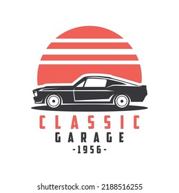 Classic car concept with old car side view Vector