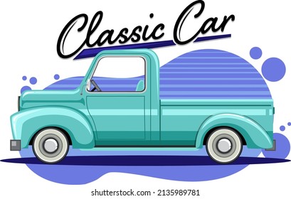 The classic car concept with old truck car illustration