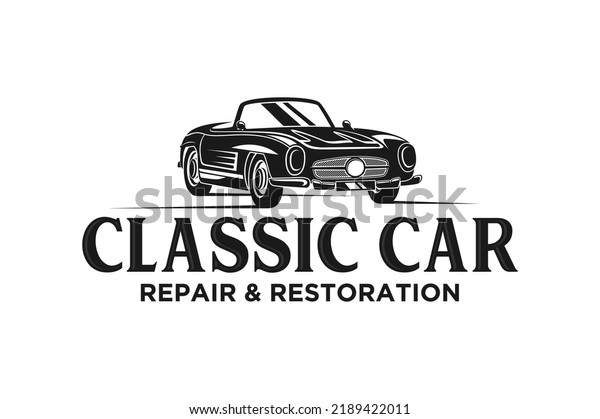 Classic car convertibles logo design
automotive old workshop icon symbol black
silhouette