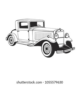 Vintage Pickup Truck Vector Illustration Line Stock Vector (Royalty ...