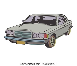 Classic car design vector Illustration in vintage style isolated on white background