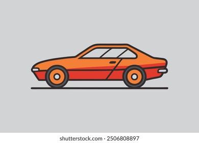 classic Car with details, vector illustration. Transportation icon. Technology concept, Isolated on white background