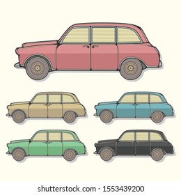 Classic car in different colors