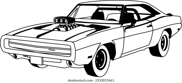 Classic Car Dodge Charger Digital File EPs Vector