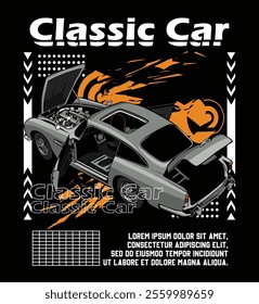 classic car with door open vector