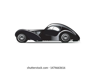 classic car draft white background.