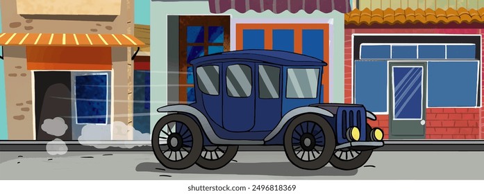 Classic car driving on the street.1920s car, retro vehicle history, model icon vector. Transportation and automobile industry, motor vehicle development.