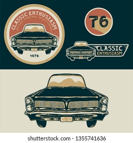 classic car enthusiasm. vintage logo. badge design vector.
