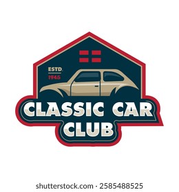 Classic car in garage for club automotive 