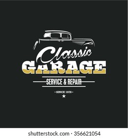 Classic Car Garage Car Service Vintage Stock Vector (Royalty Free ...