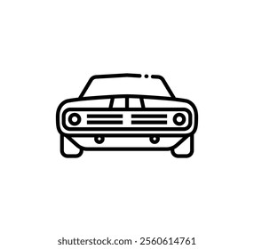 Classic car icon. Front view. Vector illustration on white background