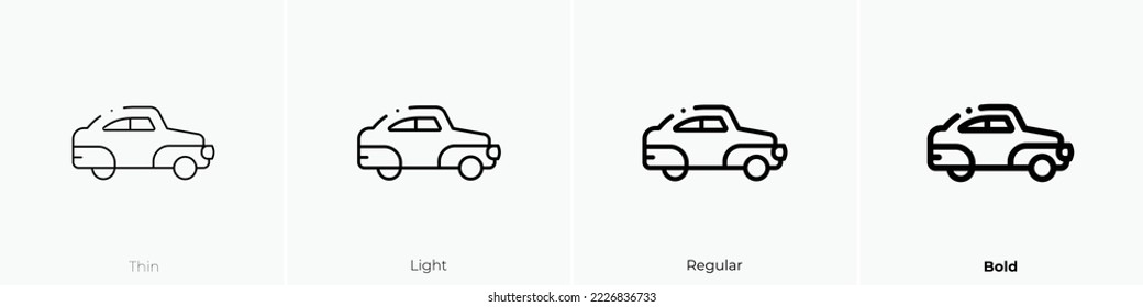 classic car icon. Thin, Light Regular And Bold style design isolated on white background