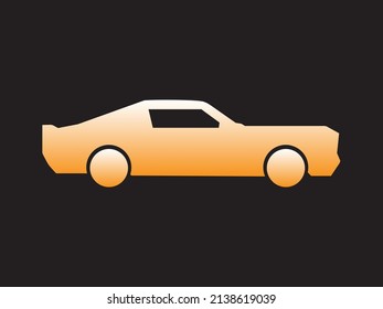 Classic car icon vector, luxury car flat silhouette, gold sedan car isolated on black background.