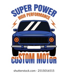 Classic car illustration graphic design for t shirt, poster etc