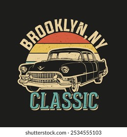 Classic Car Illustration Graphic Design with Quotes for T-Shirts, Posters and More