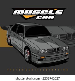 CLASSIC CAR ILLUSTRATION WITH A GRAY BACKGROUND 1