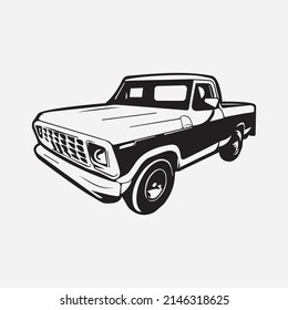 Classic car illustration isolated on white background. Black and white.