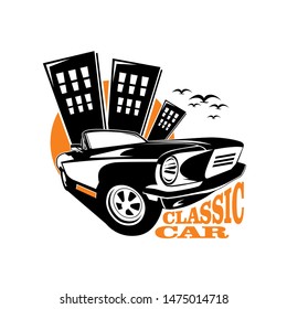 Classic car illustration, Classic Car Logo Badge