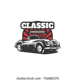 Classic car illustration, Classic Car Logo Badge