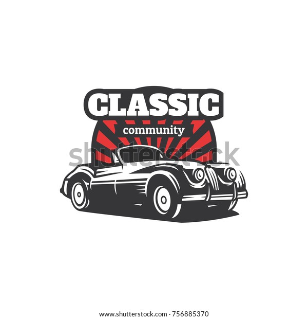 クラシックカーイラスト クラシックカーのロゴバッジ のベクター画像素材 ロイヤリティフリー