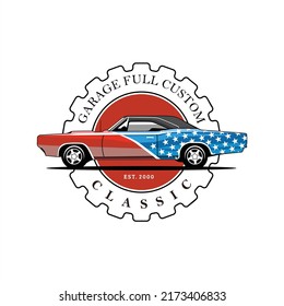 Classic car illustration ready made logo