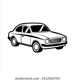 Classic Car Illustration - Retro Vehicle Line Art	