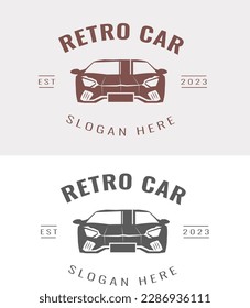 Classic car illustration set hand-drawn logo design