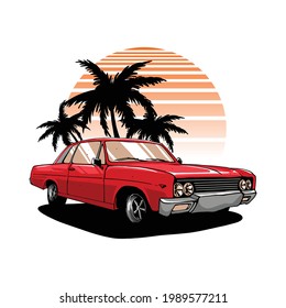 classic car illustration for tshirt merchandise and others