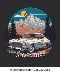  classic car illustration vector design