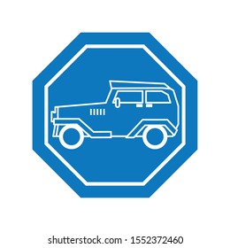 classic car inside road sign icon design, Automobile auto transportation vehicle drive travel traffic theme Vector illustration