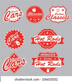 Classic Car Label Vector Set