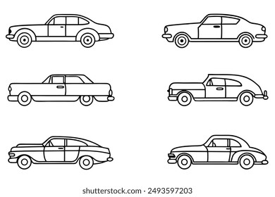 Classic Car line art ink drawing