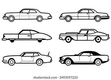 Classic Car line art painting style