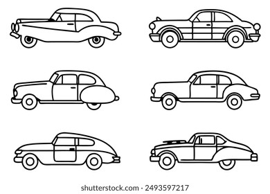 Classic Car line art pencil drawing