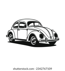 Classic Car Line Art: Simple Black Icon on a Clean White Background