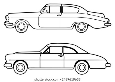 Classic Car line art sketch technique