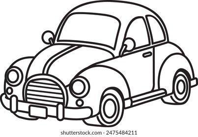 classic car with line art vector