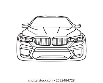 Arte clásico del metal de la Ilustración vectorial del arte de la línea del coche