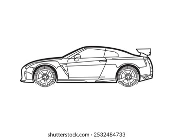 Classic car line art vector illustration metal art