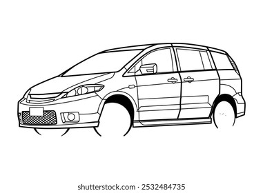 Classic car line art vector illustration metal art