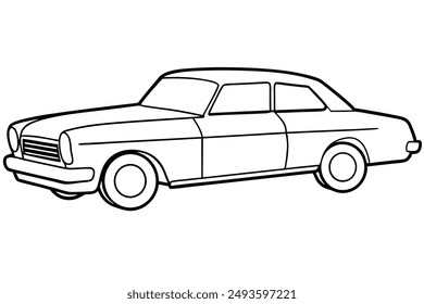 Classic Car line art visualization sketch