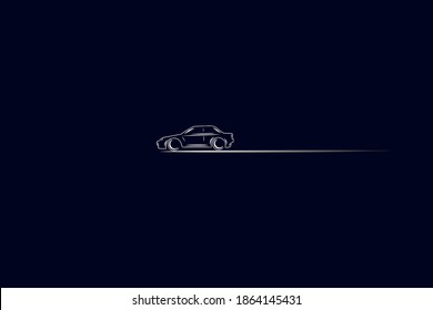 Classic car line pop art potrait logo colorful design with dark background. Abstract vector illustration. Dark minimalist wallpaper