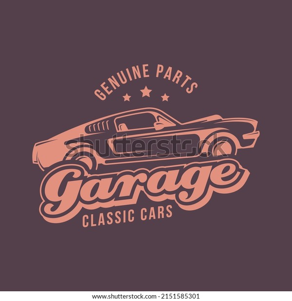 Classic Car Logo Badge Concept Vector. Retro Car\
Garage Logo Concept