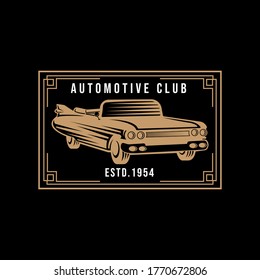 Classic Car Logo badge and emblem Vector Illustration. Vintage Classic Car vector logo icon silhouette design. Classic Car logo vector illustration for car repair, dealer, garage and service.