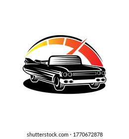 Classic Car Logo badge and emblem Vector Illustration. Vintage Classic Car vector logo icon silhouette design. Classic Car logo vector illustration for car repair, dealer, garage and service.